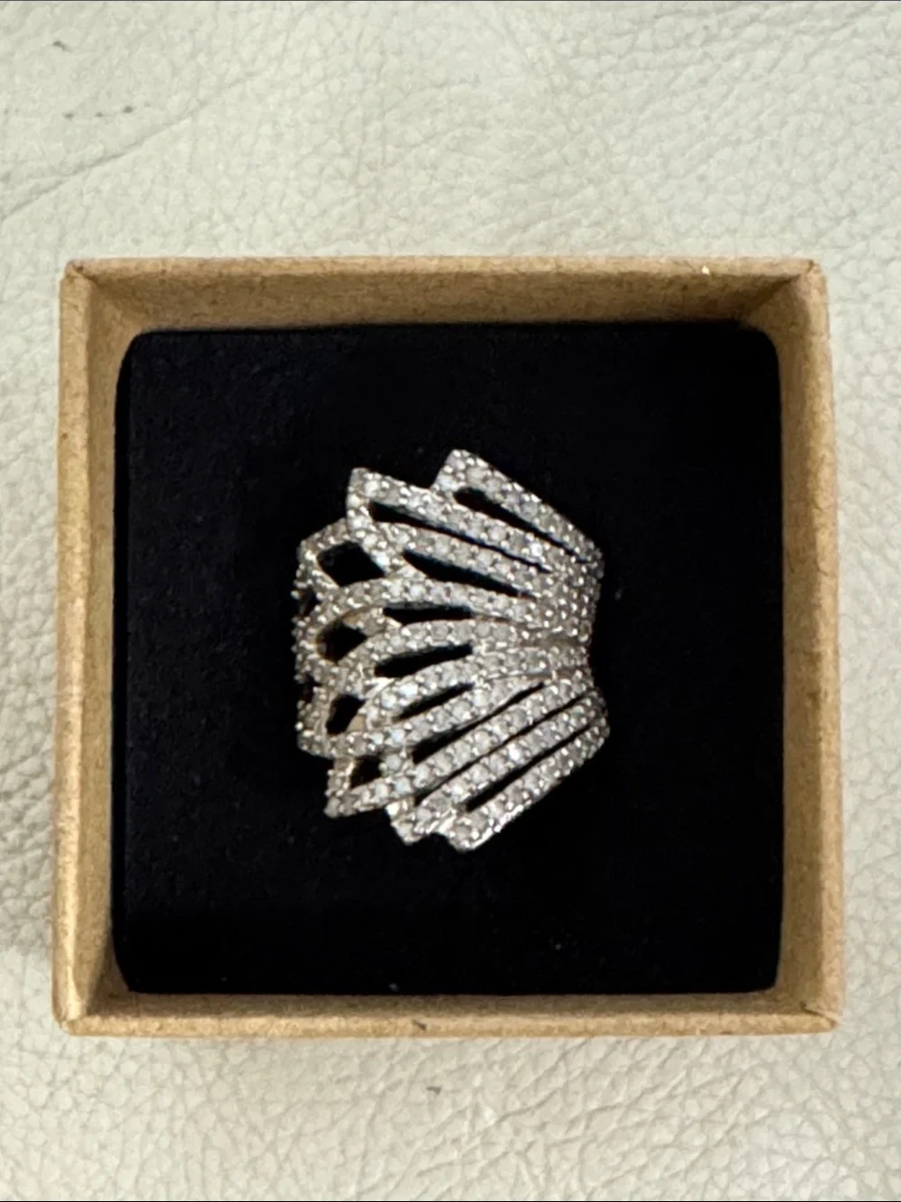 Sterling silver diamond ring Fan Cluster Statement Ring - Women's Jewelry.